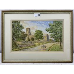 Nathan Stanley Brown (British 1890-1980): St. Matthews Church Hutton Buscel from Church Meadows and another North Yorkshire Church, two watercolours signed one dated 1944, 29cm x 44cm & 19cm x 31cm (2) 
Notes: the view of St Matthews is taken from an earlier photograph