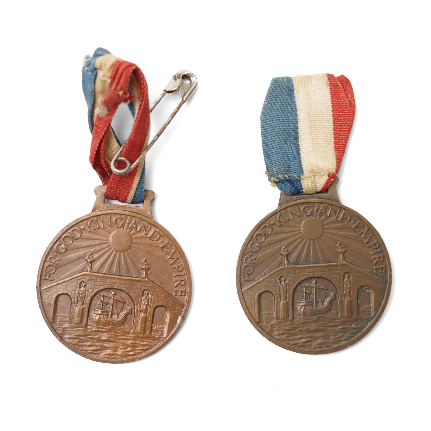 WWI British medal group, comprising War medal and Victory medal, awarded to 19187 Pte C.F.Markham. Linc. R together with war badge, another WWI war medal awarded to M2-099590 Pte W. Jolly A.S.C, and two Empire day medals  
