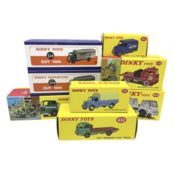 Eight Atlas Dinky die-cast models including, Bedford TK Coal Lorry no. 425, Guy Warrior Flat Truck no. 432, two Guy Van no. 514 and four others, all boxed (8)