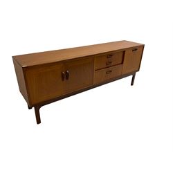 Victor B Wilkins for G-Plan - mid-20th century 'Sierra' teak sideboard, fitted with two cupboard doors concealing single shelf, three graduating drawers and fall-front cupboard