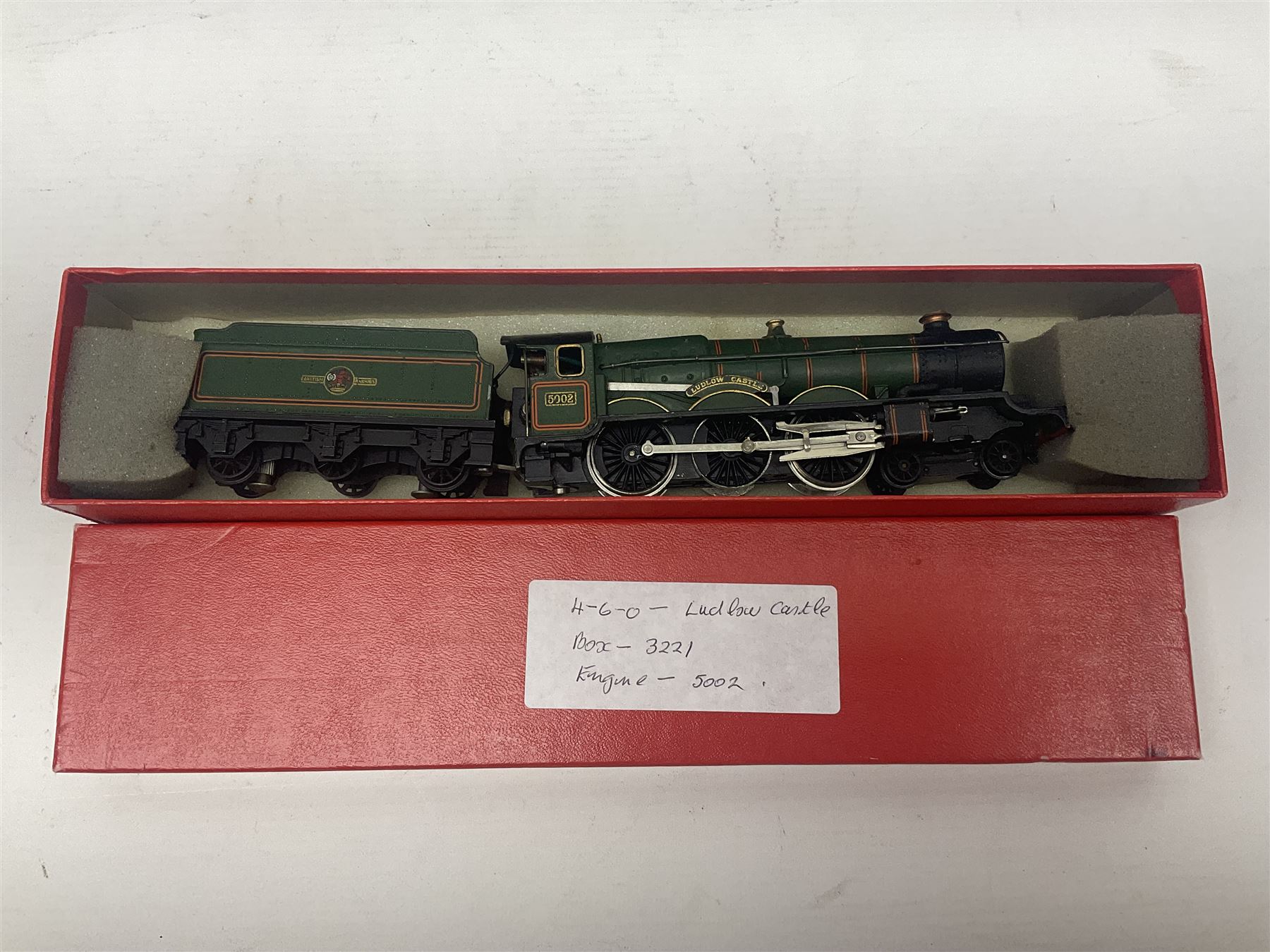 Hornby Dublo - 3-rail Castle Class 4-6-0 locomotive 'Ludlow Castle' No.5002 in lined BR green; in modern unassociated plain red  box