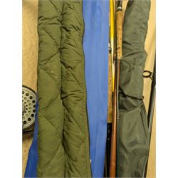 Fishing rods including Carson Elegance XI telescopic rod and a Maver Reality 10ft Match rod and reels including Selection Spin Pike, Matt Hayes Adventure Carp Reel and Shakespeare Omnix FD