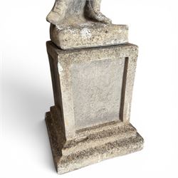 The Four Seasons - set of four traditional cast stone garden figures, in a weathered finish, stamped 'Lucas'