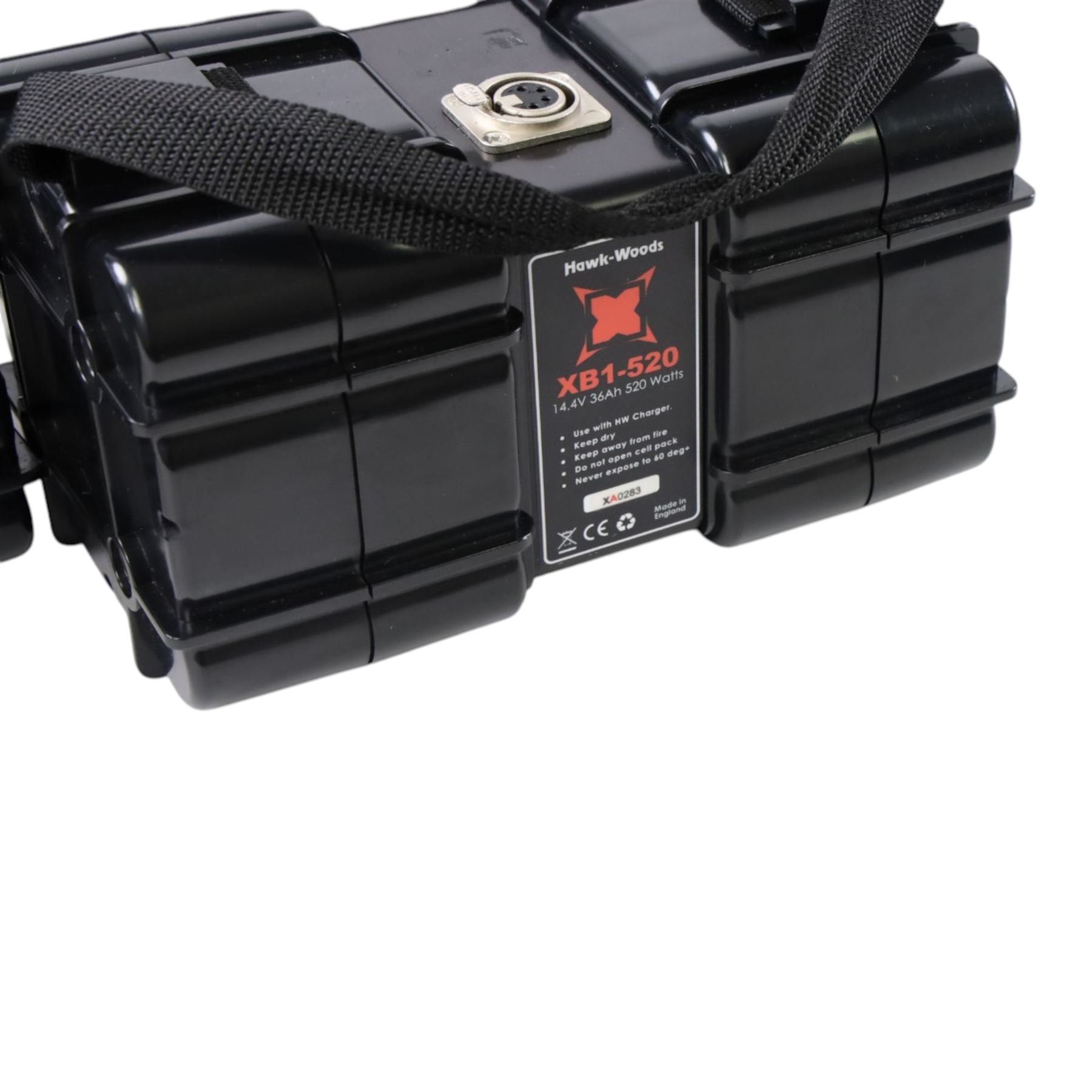 XB1-520 Block Battery Set, comprising two 14.4 volt 36Ah 520W block batteries, charger, two 4pin XLR cables and a D-Tap to 4pin cable