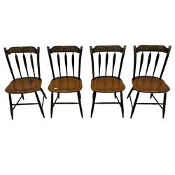 Set of four Hitchcock chairs, ebonised and painted detail