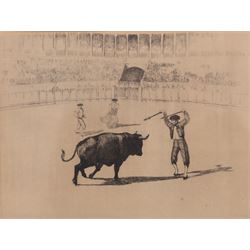 After Frederick Halpern (Austrian/Australian 1909-?): La Tauromaquia or Bullfighting, set of three etchings signed in pencil, 19cm x 24cm (3)