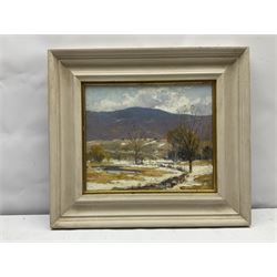 Arthur James Emery Powell (American 1864-1956): Winter Landscape, oil on board signed 24cm x 29cm