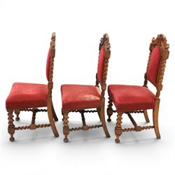 Set of six Victorian high-back dining chairs with spiral turned uprights and supports