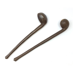Two South African Knobkerrie hardwood clubs 52cm & 47cm (2)