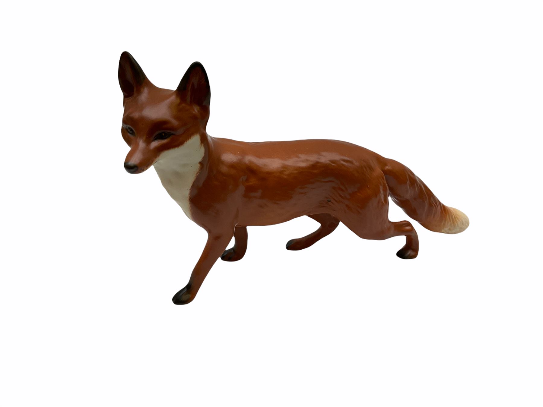 Beswick figures, comprising Afghan Hound 2285, St Bernard 'Corna Garth Stroller' 2221, Rottweiler 3056, Greatdane 'CH Ruler of Ouborough', Fox, Elephant, and dappled grey type horse. 