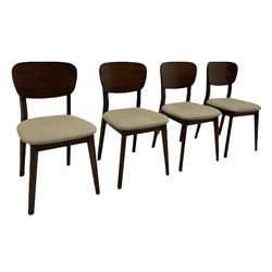 Bentley Designs - Premier collection 'Oslo' contemporary walnut extending dining table and six chairs upholstered in steel grey fabric. 