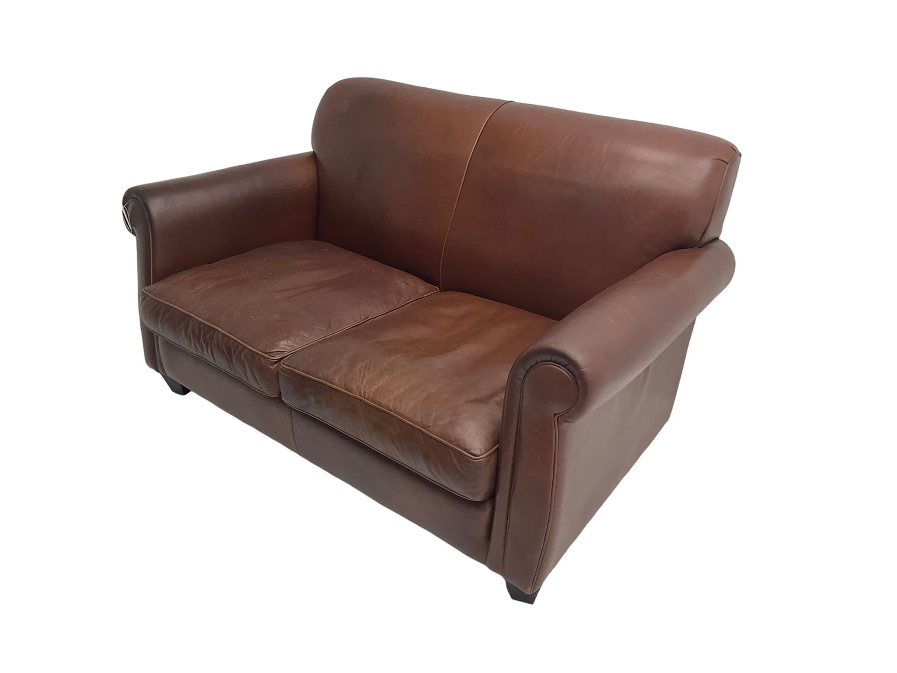 Laura Ashley - 'Exmoor' two seat sofa, upholstered in tan leather