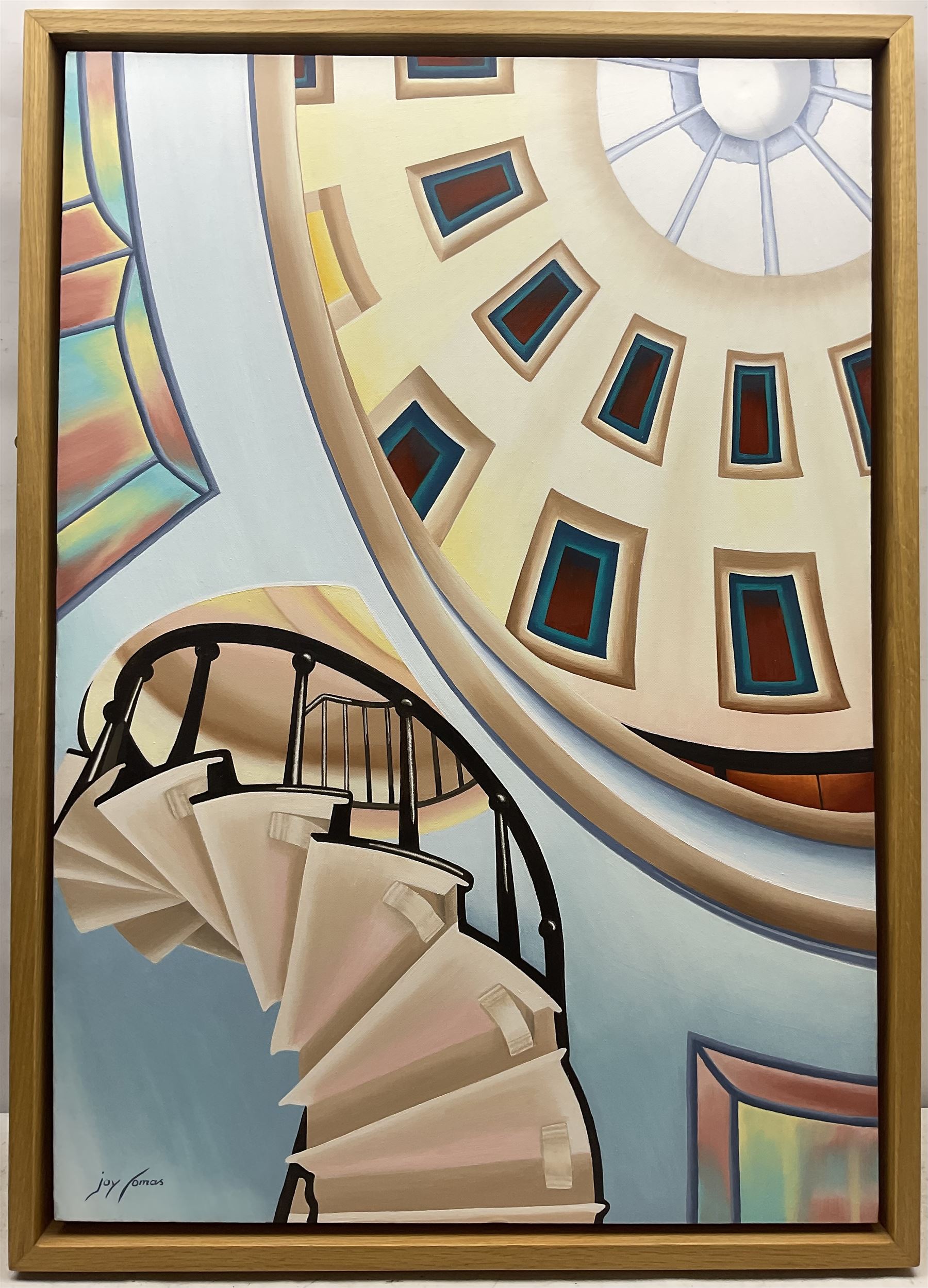 Joy Lomas (British Contemporary): The Rotunda Ceiling - Scarborough, oil on canvas signed, title label verso 100cm x 70cm