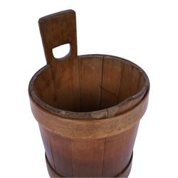 Large 19th century Scottish pine staved and birch bound luggie, overall H34.5cm D25cm