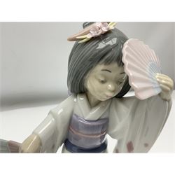 Six Lladro figures of the China doll set and Oriental doll set, comprising Playing the Flute no.6150, Bearing Flowers no.6151, Flower Gazer no. 6152, Oriental Dance no. 6230, Oriental Lantern no. 6231 and Oriental Beauty no. 6232, largest H20cm