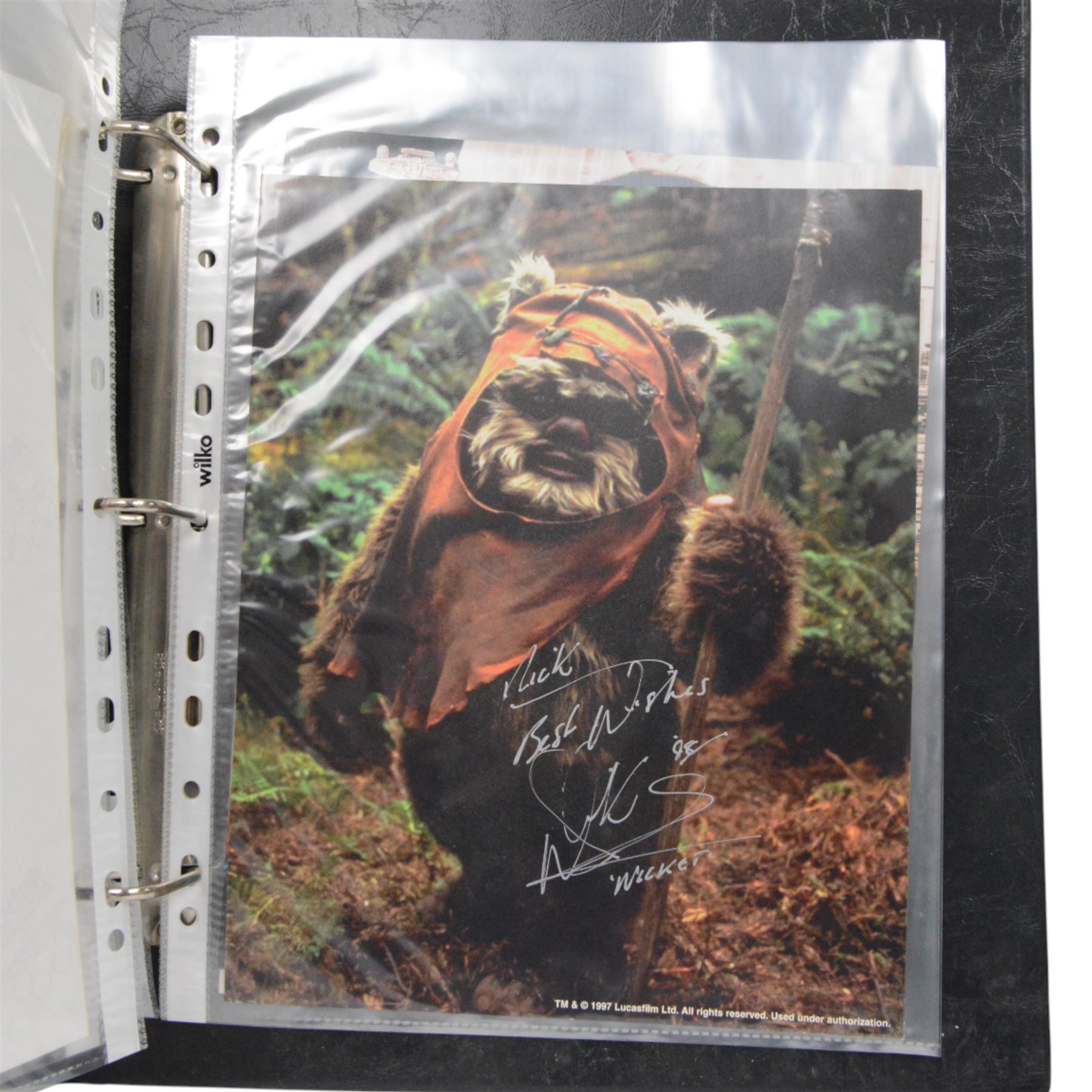 Collection of Sci-Fi signed photographs, mostly Star Wars, including Kenny Baker (R2D2), Jeremy Bulloch (Boba Fett), Michael Carter (Bib Fortuna), Phil Brown (Uncle Owen), Peter Mayhew (Chewbacca), Mike Edmonds (Logray), Warwick Davies (Wicket), Dave Prowse (Darth Vader) and Lou Ferringo (The Hulk), all dedicated, obtained at the Dave Prowse Promotions Mulitcon Event 1998 at The Norbreck Caste Hotel, Blackpool