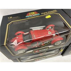 Bburago - seven 1:18/1:20 scale die-cast models comprising Jaguar SS100 (1937), Alfa Romeo 8C 2300 Monza (1931), Alfa Romeo 2300 Spider (1932), Ferrari Testarossa (1984), Bugatti Type 59 (1934), Mercedes Benz 500K Roadster (1936) and Ferrari 250 Testa Rossa (1957); all boxed (7)