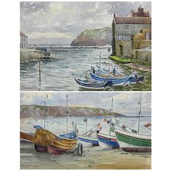 Edward H Simpson (British 1901-1989): Staithes and Scarborough Fishing Boats and Cobles, pair watercolours signed 25cm x 36cm (2)