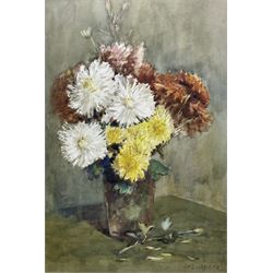 James William Booth (Staithes Group 1867-1953): Still Life of Chrysanthemums, watercolour signed 39cm x 26cm