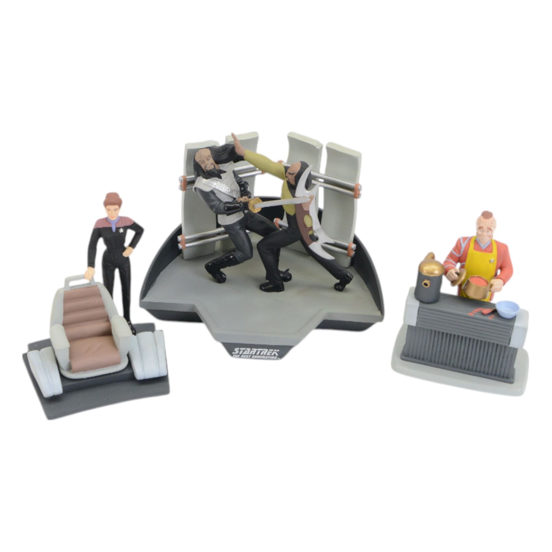 Twelve limited edition Applause Star Trek resin figures, including Star Trek Generations 'Captain Kirk meets Captain Pickard' figure, all with certificates of authenticity