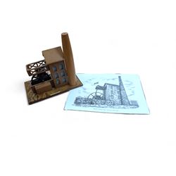 Wooden motorised model of East Pool Mine, H23cm