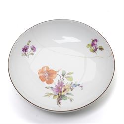 18th century Berlin part tea and coffee service circa 1780 painted with sprays of Spring flowers comprising four tea cups, five coffee cups,  six saucers, tea pot, tea caddy and sucrier and cover  