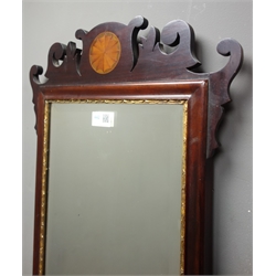  Edwardian mahogany Chippendale style bevel edged wall mirror, W41cm, H68cm  