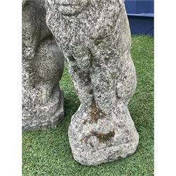 Pair composite stone seated lion figures/gate post toppers - THIS LOT IS TO BE COLLECTED BY APPOINTMENT FROM DUGGLEBY STORAGE, GREAT HILL, EASTFIELD, SCARBOROUGH, YO11 3TX