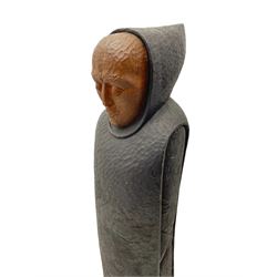 John Bunting FRBS, FRCA (1927-2002): Carved sculpture of a standing Monk in ebonised robes