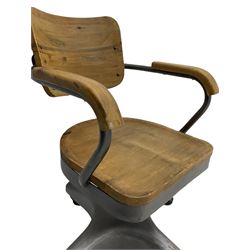 Industrial style metal and wood swivel desk chair
