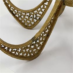 Modernist silver plated candelabra centrepiece by Stuart Devlin, with six pierced gilt branches supporting a central tapering cylindrical rose bowl and six fluted candle holders, with detachable star shaped gilt cover, stamped SD, TG to underside of central bowl, overall H17cm