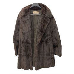 Vintage ladies brown Canadian squirrel short fur coat 