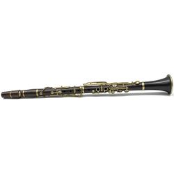 Early 20th century hardwood four-piece clarinet with brass plated nickel mounts L64cm