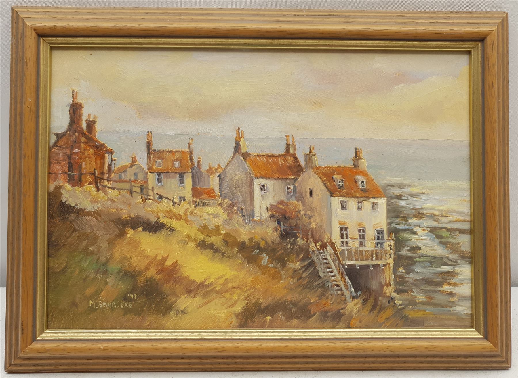 Michelle Saunders (British 1963-): Robin Hood's Bay, oil on board signed and dated '97, 19cm x 29cm