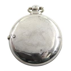 William IV silver pair cased verge fusee pocket watch by J C Heselton, Beverley, No. 1082, pierced and engraved balance cock decorated with a mask, enamel polychrome 'Speed the Plough' dial with Roman numerals, bull's eye glass, case by Benjamin Norton, London 1831