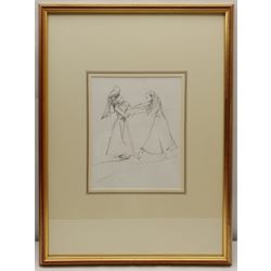 Lesley Fotherby (British 1946-): 'Two Dancers' in Edward II, pencil sketch titled on gallery label verso 25cm x 20cm 
Provenance: exh. 'Lesley Fotherby: Sunlight and Spotlight', Chris Beetles April 2014, No.113, where purchased by the vendor