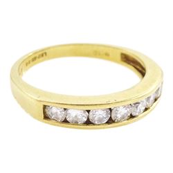 18ct gold channel set, round brilliant cut diamond half eternity, hallmarked, total diamond weight 0.50 carat