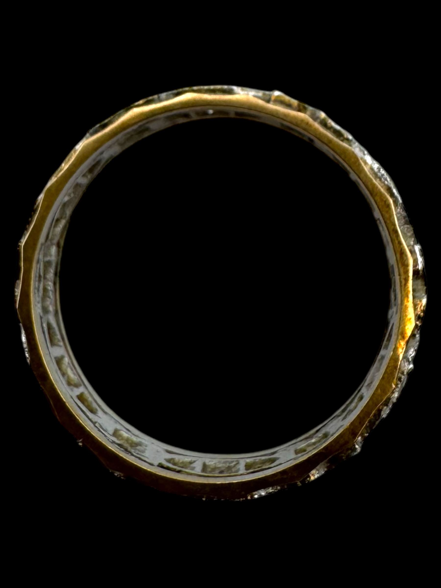 Two gold paste stone set full eternity rings and two gold cluster rings, all 9ct