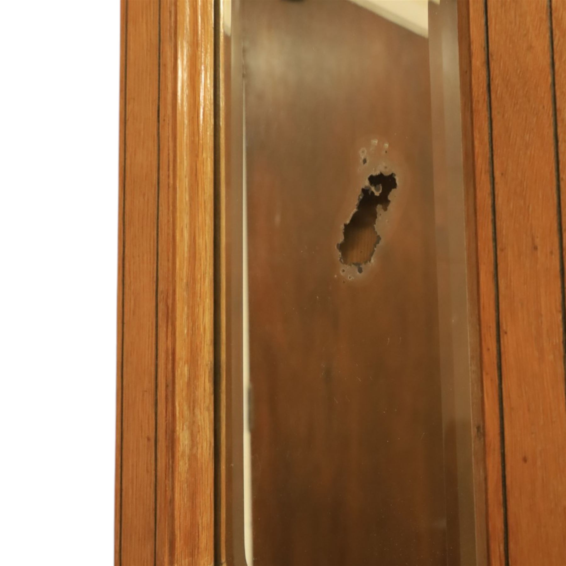 Art Nouveau oak hall mirror, the scrolling frame with large central bevelled mirror plate, boardered by six small mirrors with four shelves between, the base, with carved and pierced floral decoration, upon six cabriole legs   