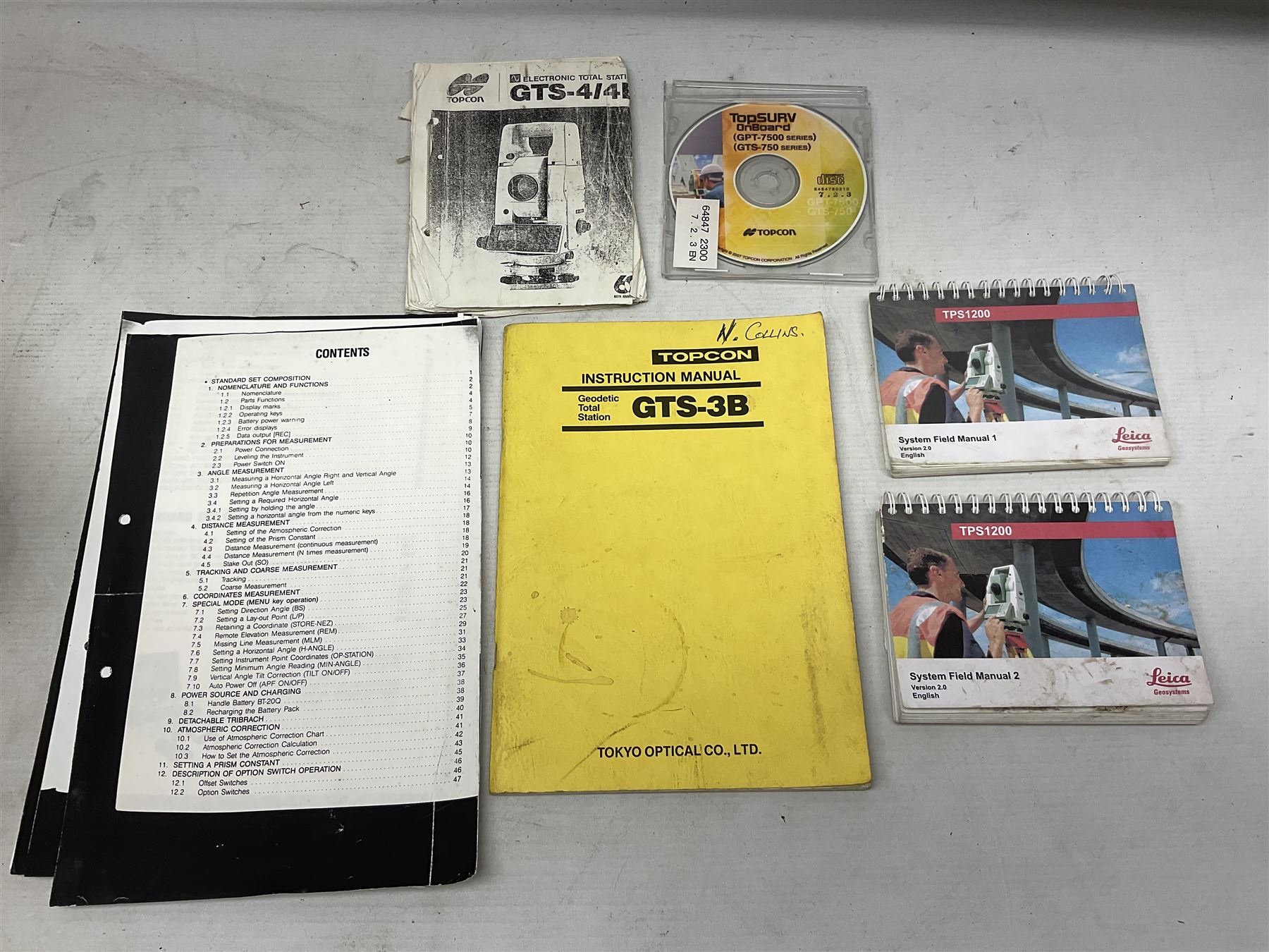 Topcon land surveying equipment - GTS 226 Electronic Total Station, serial no.UN4962; in carrying case with charger and spare battery; together with Leica tripod (2)