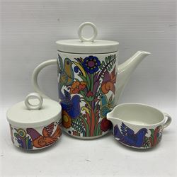 Villeroy & Boch Acapulco pattern coffee set for six, comprising coffee pot, milk jug, sugar bowl, seven coffee cups and six saucers, all with printed mark beneath