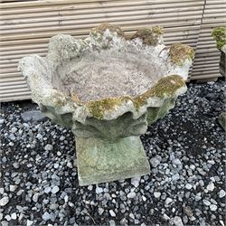 Pair of cast stone small garden planters on bases  - THIS LOT IS TO BE COLLECTED BY APPOINTMENT FROM DUGGLEBY STORAGE, GREAT HILL, EASTFIELD, SCARBOROUGH, YO11 3TX