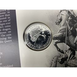 Queen Elizabeth II 2017 one ounce fine silver Britannia coin, The Royal Mint 2013 fine silver twenty pound coin on card, King George VI 1945 halfcrown and King George V 1916 halfcrown