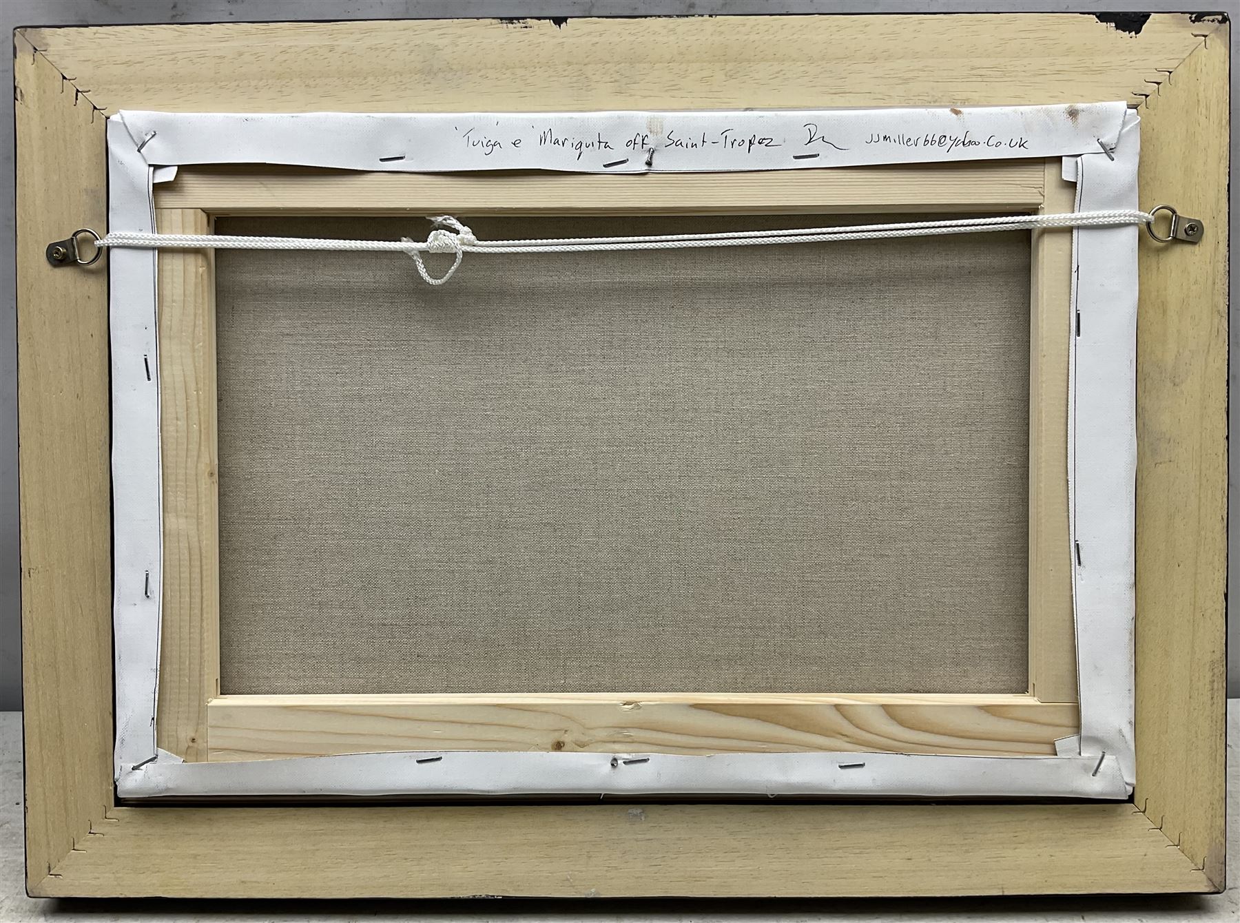 James Miller (British 1962-): 'Tuiga and Mariquita off Saint-Tropez', oil on canvas signed, titled verso 28cm x 42cm