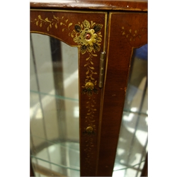  Mid 20th century walnut and Chinoiserie raised gilt decorated display cabinet, W89cm, H116cm, D37cm  