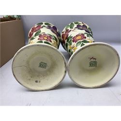 Sylvac green seated dog, together with pair Wade Heath vases, wall charger and other collectables, in two boxes  