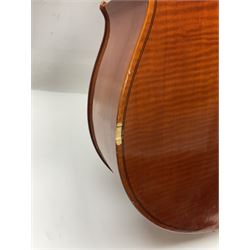 Modern Hungarian half-size cello with 69cm two-piece maple back and ribs and spruce top L114cm overall; and Stentor half size cello bearing label 'The Stentor Student II'; each in soft carrying case (2)