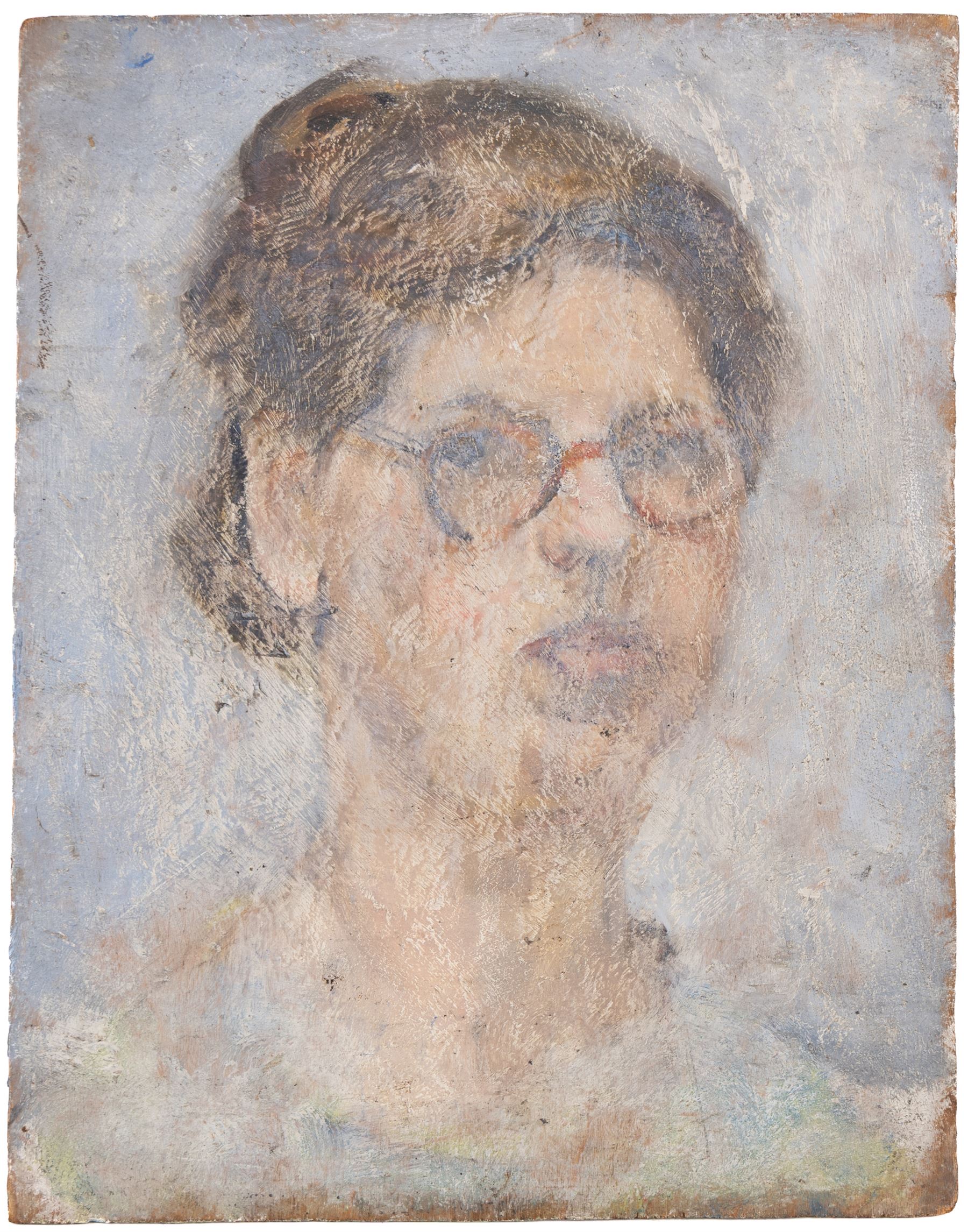 Florence Adelina Hess (Staithes Group 1891-1974): View of a Town and Portrait of a Lady - Believed to be a Self Portrait, two oils on panel unsigned, 22cm x 27cm and 21cm x 27cm (2) 
Provenance: from the collection of Doris Bilbrough (née Sykes), cook to the Hess household in the 1930s, thence by descent through the family.