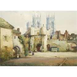 Noel Harry Leaver (British 1889-1951): View of Bootham Bar and the York Minster, watercolour signed 27cm x 37cm