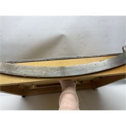 Coal bucket painted with flowers together with pair of bellows, boot scraper in the form of a beetle, wooden guillotine, composite table lamp with tassel lampshade and one other